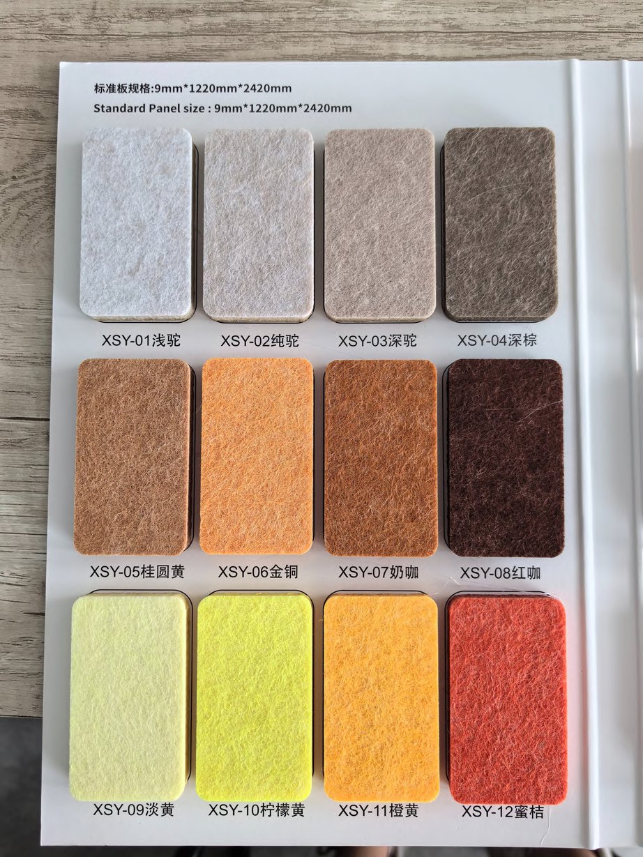 PET acoustic panel color chart